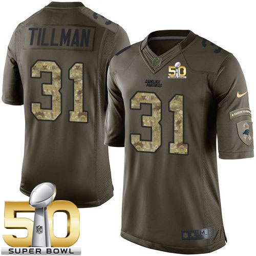 Nike Panthers #31 Charles Tillman Green Super Bowl 50 Men's Stitched NFL Limited Salute to Service Jersey