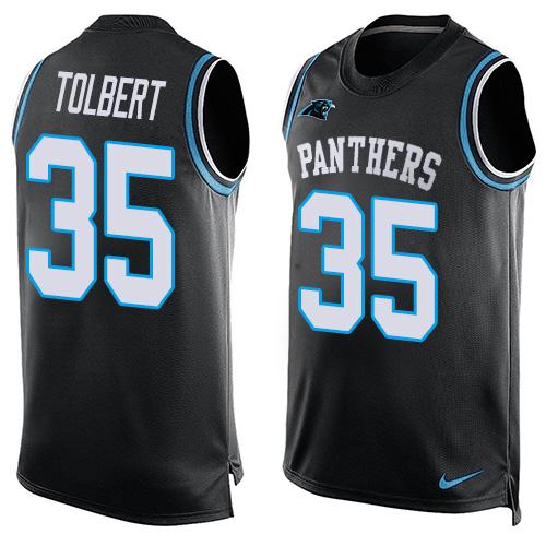Nike Panthers #35 Mike Tolbert Black Team Color Men's Stitched NFL Limited Tank Top Jersey Nike Panthers #35 Mike Tolbert Black Team Color Men's Stitched NFL Limited Tank Top Jersey
