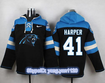 Nike Panthers #41 Roman Harper Black Player Pullover NFL Hoodie