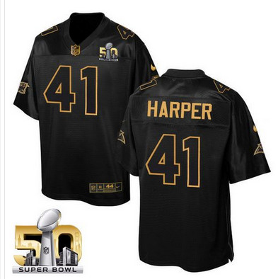 Nike Panthers #41 Roman Harper Black Super Bowl 50 Men's Stitched NFL Elite Pro Line Gold Collection Jersey