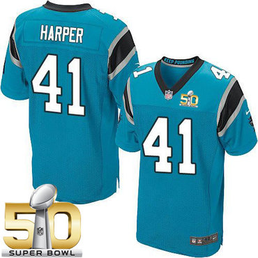 Nike Panthers #41 Roman Harper Blue Alternate Super Bowl 50 Men's Stitched NFL Elite Jersey