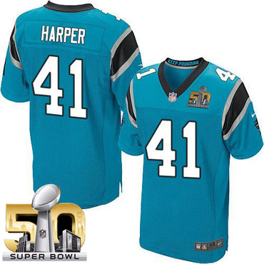 Nike Panthers #41 Roman Harper Blue Alternate Super Bowl 50 Men's Stitched NFL Elite Jersey