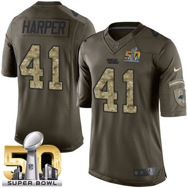 Nike Panthers #41 Roman Harper Green Super Bowl 50 Men's Stitched NFL Limited Salute to Service Jersey