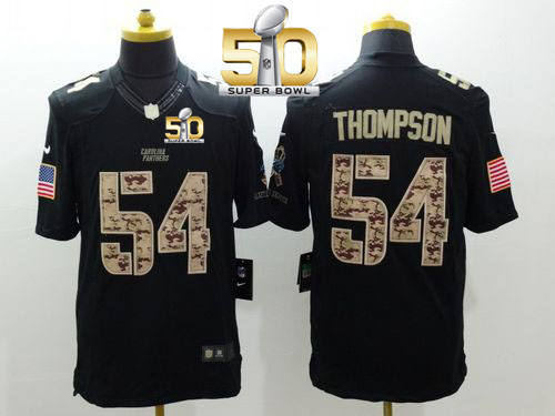 Nike Panthers #54 Shaq Thompson Black Super Bowl 50 Men's Stitched NFL Limited Salute to Service Jersey