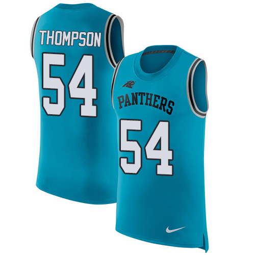 Nike Panthers #54 Shaq Thompson Blue Alternate Men's Stitched NFL Limited Rush Tank Top Jersey Nike Panthers #54 Shaq Thompson Blue Alternate Men's Stitched NFL Limited Rush Tank Top Jersey