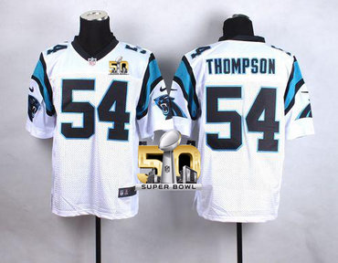 Nike Panthers #54 Shaq Thompson White Super Bowl 50 Men's Stitched NFL Elite Jersey Nike Panthers #54 Shaq Thompson White Super Bowl 50 Men's Stitched NFL Elite Jersey