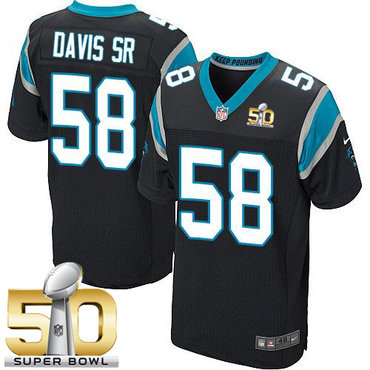 Nike Panthers #58 Thomas Davis Sr Black Team Color Super Bowl 50 Men's Stitched NFL Elite Jersey