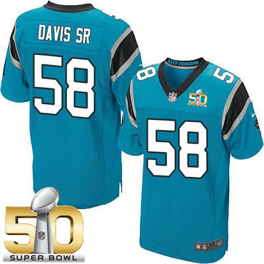 Nike Panthers #58 Thomas Davis Sr Blue Alternate Super Bowl 50 Men's Stitched NFL Elite Jersey