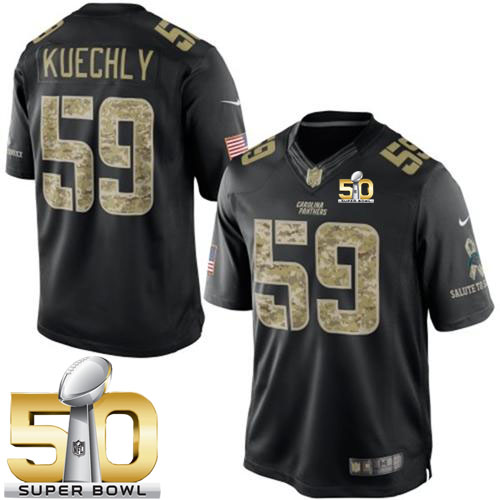 Nike Panthers #59 Luke Kuechly Black Super Bowl 50 Men's Stitched NFL Limited Salute to Service Jersey