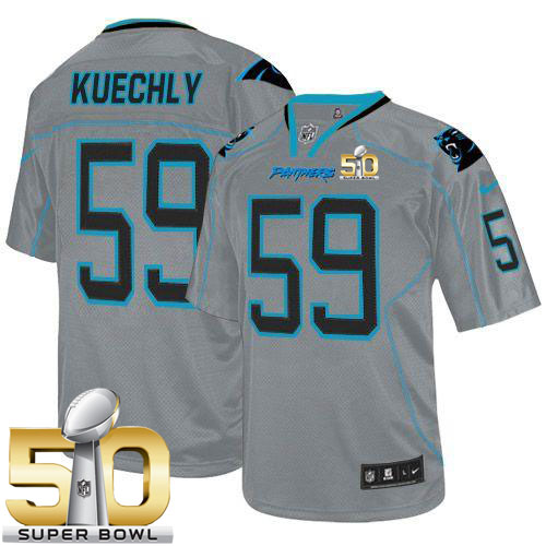 Nike Panthers #59 Luke Kuechly Lights Out Grey Super Bowl 50 Men's Stitched NFL Elite Jersey