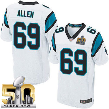Nike Panthers #69 Jared Allen White Super Bowl 50 Men's Stitched NFL Elite Jersey