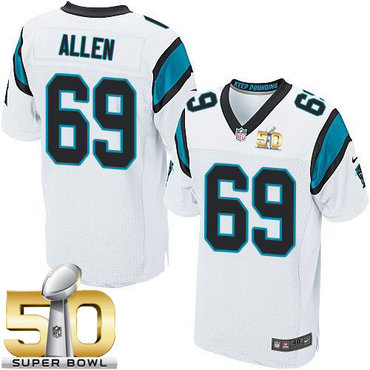 Nike Panthers #69 Jared Allen White Super Bowl 50 Men's Stitched NFL Elite Jersey Nike Panthers #69 Jared Allen White Super Bowl 50 Men's Stitched NFL Elite Jersey