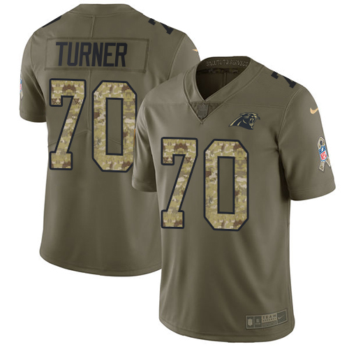 Nike Panthers #70 Trai Turner Olive Camo Youth Stitched NFL Limited 2017 Salute to Service Jersey