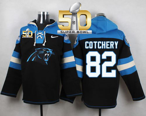 Nike Panthers #82 Jerricho Cotchery Black Super Bowl 50 Player Pullover NFL Hoodie Nike Panthers #82 Jerricho Cotchery Black Super Bowl 50 Player Pullover NFL Hoodie