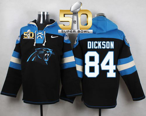 Nike Panthers #84 Ed Dickson Black Super Bowl 50 Player Pullover NFL Hoodie Nike Panthers #84 Ed Dickson Black Super Bowl 50 Player Pullover NFL Hoodie