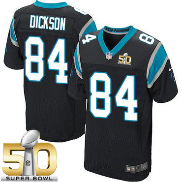 Nike Panthers #84 Ed Dickson Black Team Color Super Bowl 50 Men's Stitched NFL Elite Jersey