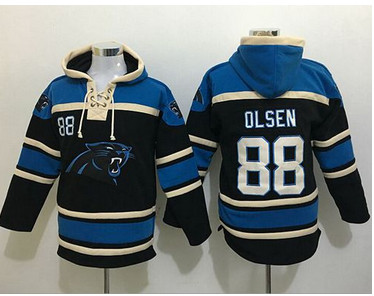 Nike Panthers #88 Greg Olsen Black Sawyer Hooded Sweatshirt NFL Hoodie