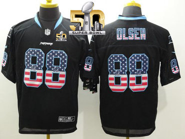 Nike Panthers #88 Greg Olsen Black Super Bowl 50 Men's Stitched NFL Elite USA Flag Fashion Jersey Nike Panthers #88 Greg Olsen Black Super Bowl 50 Men's Stitched NFL Elite USA Flag Fashion Jersey