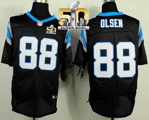 Nike Panthers #88 Greg Olsen Black Team Color Super Bowl 50 Men's Stitched NFL Elite Jersey Nike Panthers #88 Greg Olsen Black Team Color Super Bowl 50 Men's Stitched NFL Elite Jersey