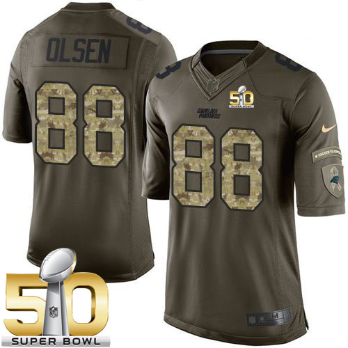 Nike Panthers #88 Greg Olsen Green Super Bowl 50 Men's Stitched NFL Limited Salute to Service Jersey