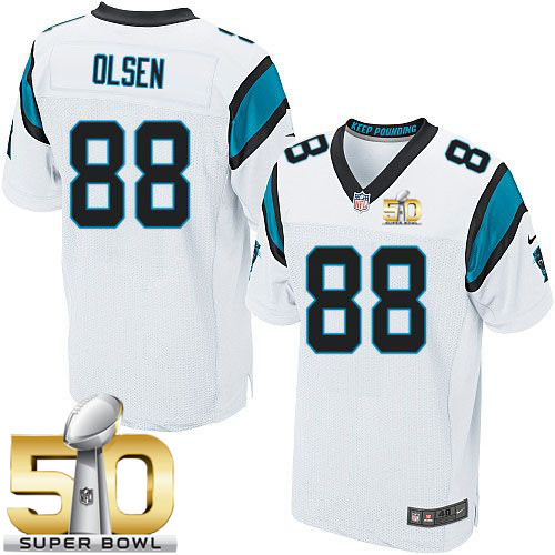 Nike Panthers #88 Greg Olsen White Super Bowl 50 Men's Stitched NFL Elite Jersey Nike Panthers #88 Greg Olsen White Super Bowl 50 Men's Stitched NFL Elite Jersey