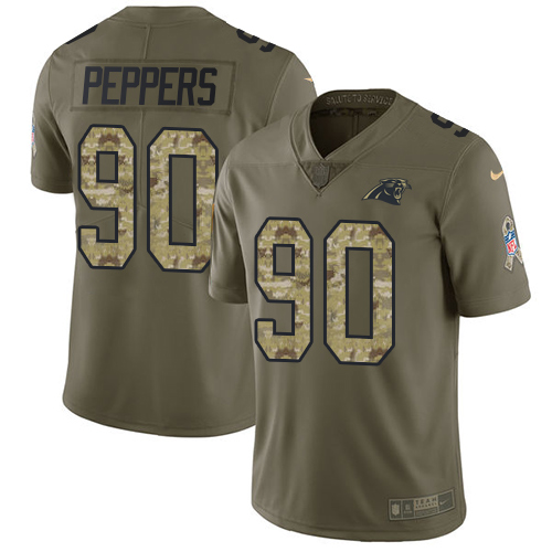 Nike Panthers #90 Julius Peppers Olive Camo Youth Stitched NFL Limited 2017 Salute to Service Jersey