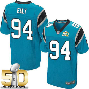 Nike Panthers #94 Kony Ealy Blue Alternate Super Bowl 50 Men's Stitched NFL Elite Jersey