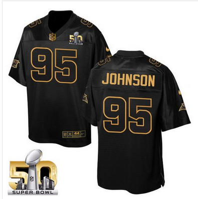 Nike Panthers #95 Charles Johnson Black Super Bowl 50 Men's Stitched NFL Elite Pro Line Gold Collection Jersey