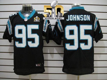 Nike Panthers #95 Charles Johnson Black Team Color Super Bowl 50 Men's Stitched NFL Elite Jersey Nike Panthers #95 Charles Johnson Black Team Color Super Bowl 50 Men's Stitched NFL Elite Jersey