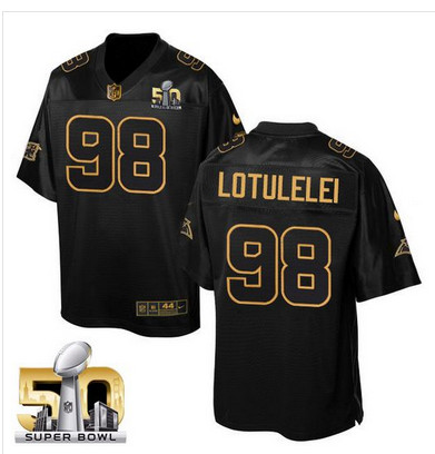 Nike Panthers #98 Star Lotulelei Black Super Bowl 50 Men's Stitched NFL Elite Pro Line Gold Collection Jersey