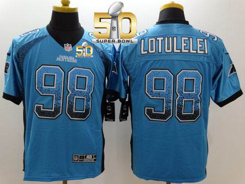 Nike Panthers #98 Star Lotulelei Blue Alternate Super Bowl 50 Men's Stitched NFL Elite Drift Fashion Jersey