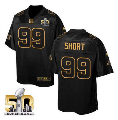 Nike Panthers #99 Kawann Short Black Super Bowl 50 Men's Stitched NFL Elite Pro Line Gold Collection Jersey