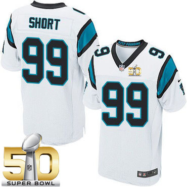 Nike Panthers #99 Kawann Short White Super Bowl 50 Men's Stitched NFL Elite Jersey