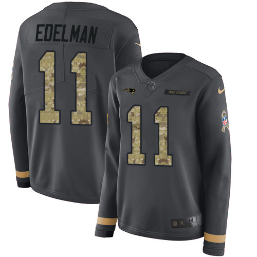 Nike Patriots #11 Julian Edelman Anthracite Salute to Service