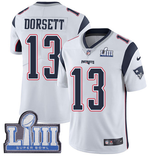 Nike Patriots #13 Phillip Dorsett White Super Bowl LIII Bound Youth Stitched NFL Vapor Vapor Untouchable Limited Jersey