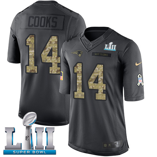Nike Patriots #14 Brandin Cooks Black Super Bowl LII Men's Stitched NFL Limited 2016 Salute To Service Jersey Nike Patriots #14 Brandin Cooks Black Super Bowl LII Men's Stitched NFL Limited 2016 Salute To Service Jersey