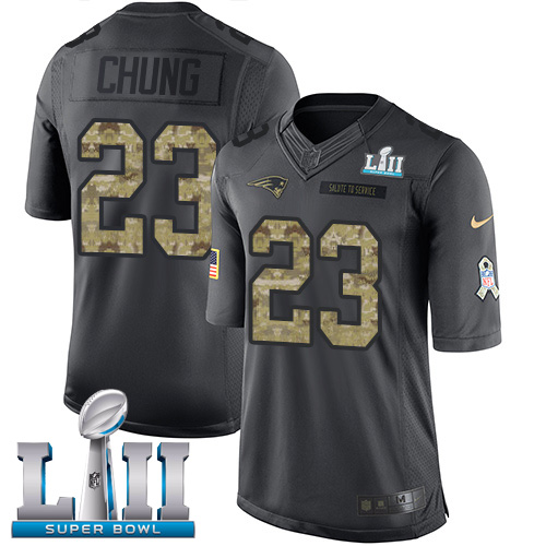 Nike Patriots #23 Patrick Chung Black Super Bowl LII Men's Stitched NFL Limited 2016 Salute To Service Jersey Nike Patriots #23 Patrick Chung Black Super Bowl LII Men's Stitched NFL Limited 2016 Salute To Service Jersey