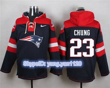 Nike Patriots #23 Patrick Chung Navy Blue Player Pullover NFL Hoodie
