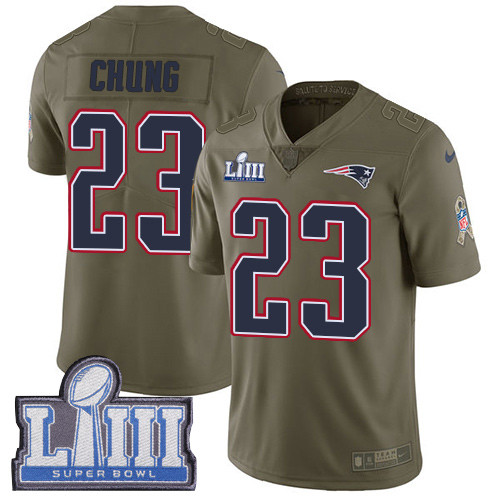 Nike Patriots #23 Patrick Chung Olive Super Bowl LIII Bound Youth Stitched NFL Limited 2017 Salute To Service Jersey