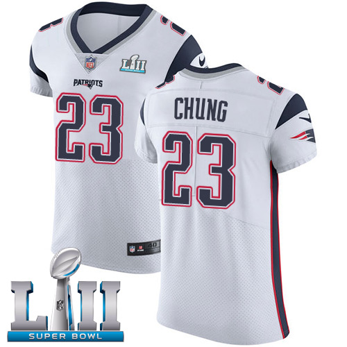 Nike Patriots #23 Patrick Chung White Super Bowl LII Men's Stitched NFL Vapor Untouchable Elite Jersey Nike Patriots #23 Patrick Chung White Super Bowl LII Men's Stitched NFL Vapor Untouchable Elite Jersey