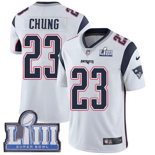 Nike Patriots #23 Patrick Chung White Super Bowl LIII Bound Youth Stitched NFL Vapor NFL Vapor Untouchable Limited Jersey