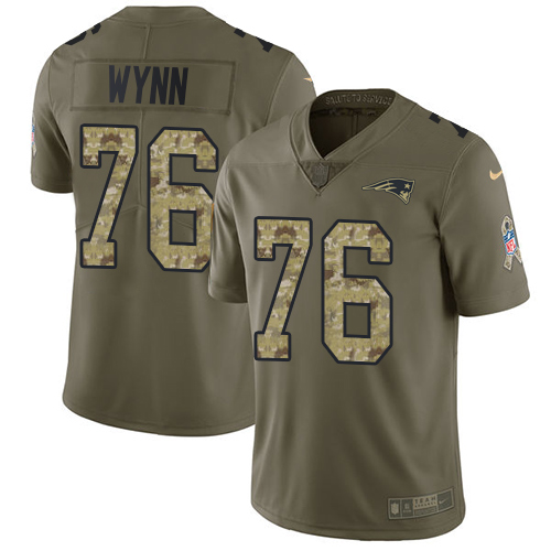 Nike Patriots #76 Isaiah Wynn Olive Camo Men's Stitched NFL Limited 2017 Salute To Service Jersey