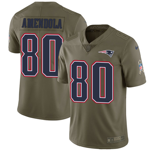 Nike Patriots #80 Danny Amendola Olive Men's Stitched NFL Limited 2017 Salute To Service Jersey