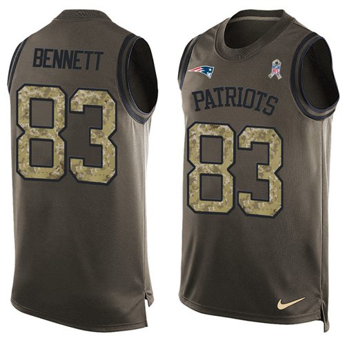 Nike Patriots #83 Martellus Bennett Green Men's Stitched NFL Limited Salute To Service Tank Top Jersey