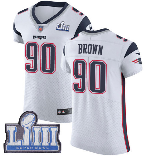 Nike Patriots #90 Malcom Brown White Super Bowl LIII Bound Men's Stitched NFL Vapor Untouchable Elite Jersey Nike Patriots #90 Malcom Brown White Super Bowl LIII Bound Men's Stitched NFL Vapor Untouchable Elite Jersey