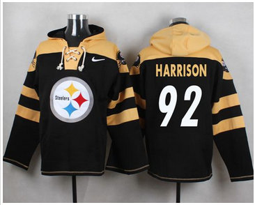 Nike Pittsburgh Steelers #92 James Harrison Black Player Pullover NFL Hoodie