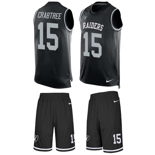 Nike Raiders #15 Michael Crabtree Black Team Color Men's Stitched NFL Limited Tank Top Suit Jersey Nike Raiders #15 Michael Crabtree Black Team Color Men's Stitched NFL Limited Tank Top Suit Jersey