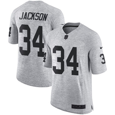 Nike Raiders #34 Bo Jackson Gray Men's Stitched NFL Limited Gridiron Gray II Jersey Nike Raiders #34 Bo Jackson Gray Men's Stitched NFL Limited Gridiron Gray II Jersey