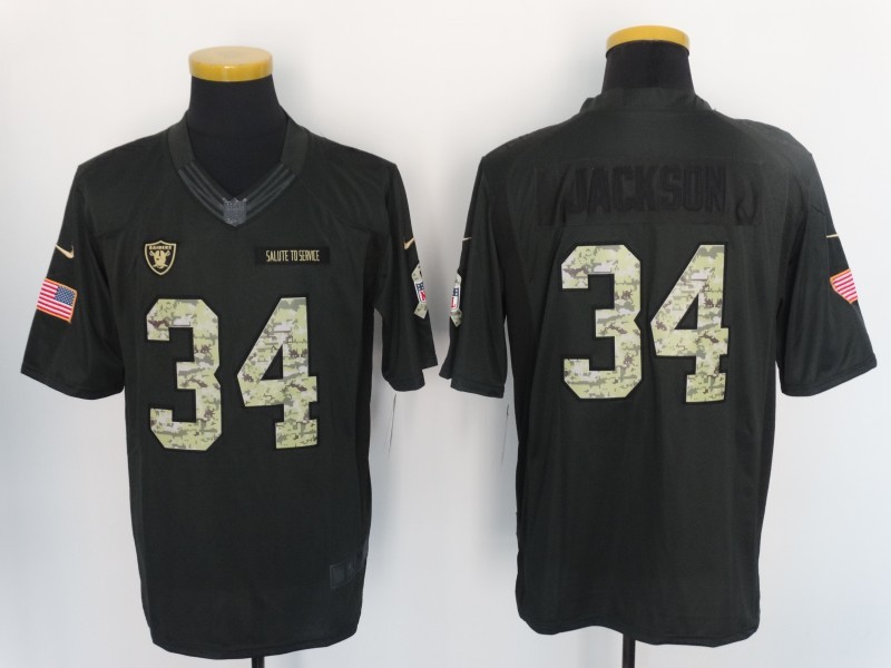 Nike Raiders 34 Bo Jackson Anthracite Salute To Service Limited Jersey Nike Raiders 34 Bo Jackson Anthracite Salute To Service Limited Jersey