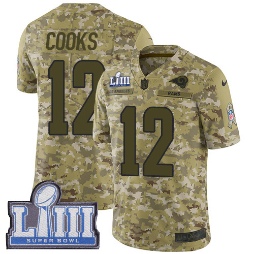 Nike Rams #12 Brandin Cooks Camo Super Bowl LIII Bound Men's Stitched NFL Limited 2018 Salute To Service Jersey Nike Rams #12 Brandin Cooks Camo Super Bowl LIII Bound Men's Stitched NFL Limited 2018 Salute To Service Jersey